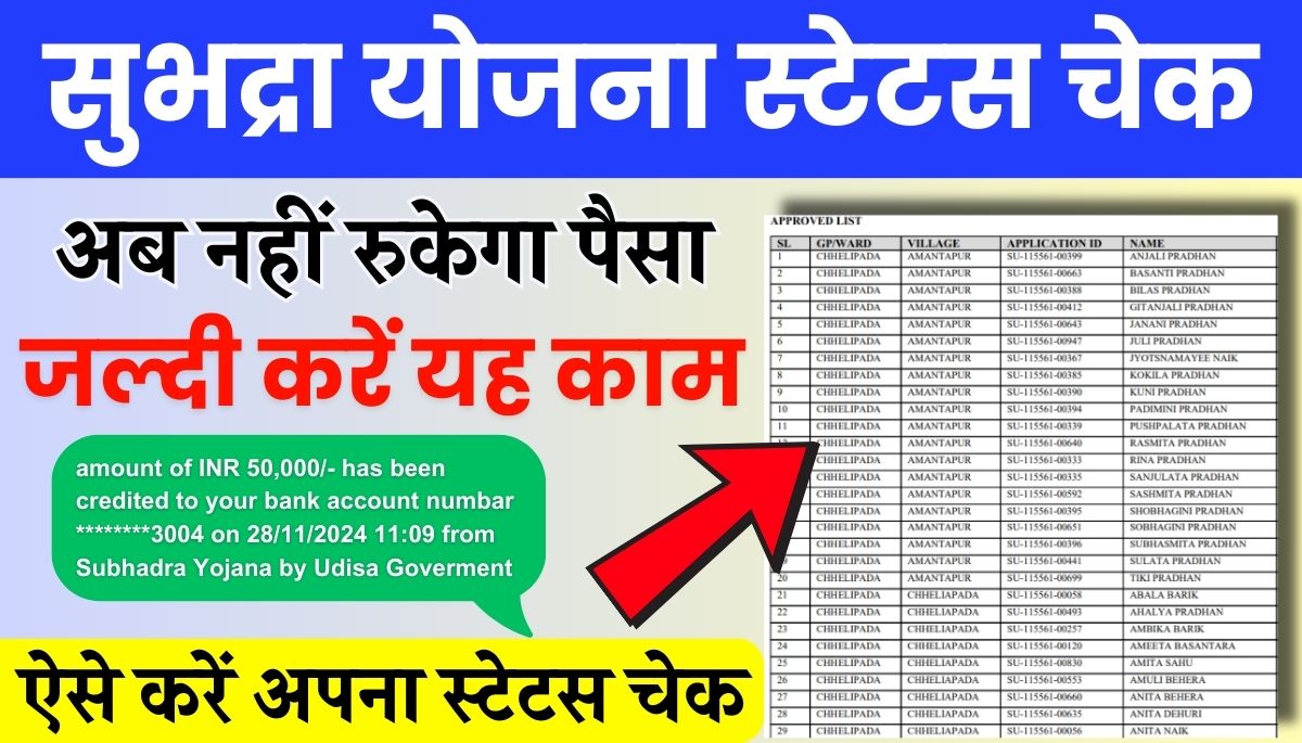 Subhadra Yojana Status Check